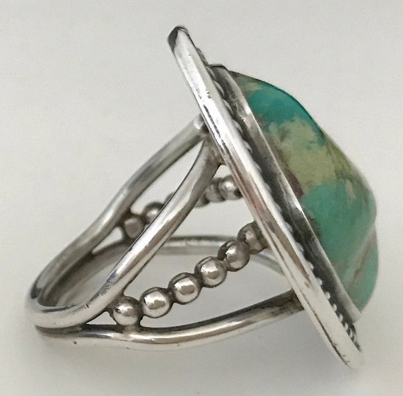 Vintage Cerrillos Turquoise Ring Sterling Silver … - image 6