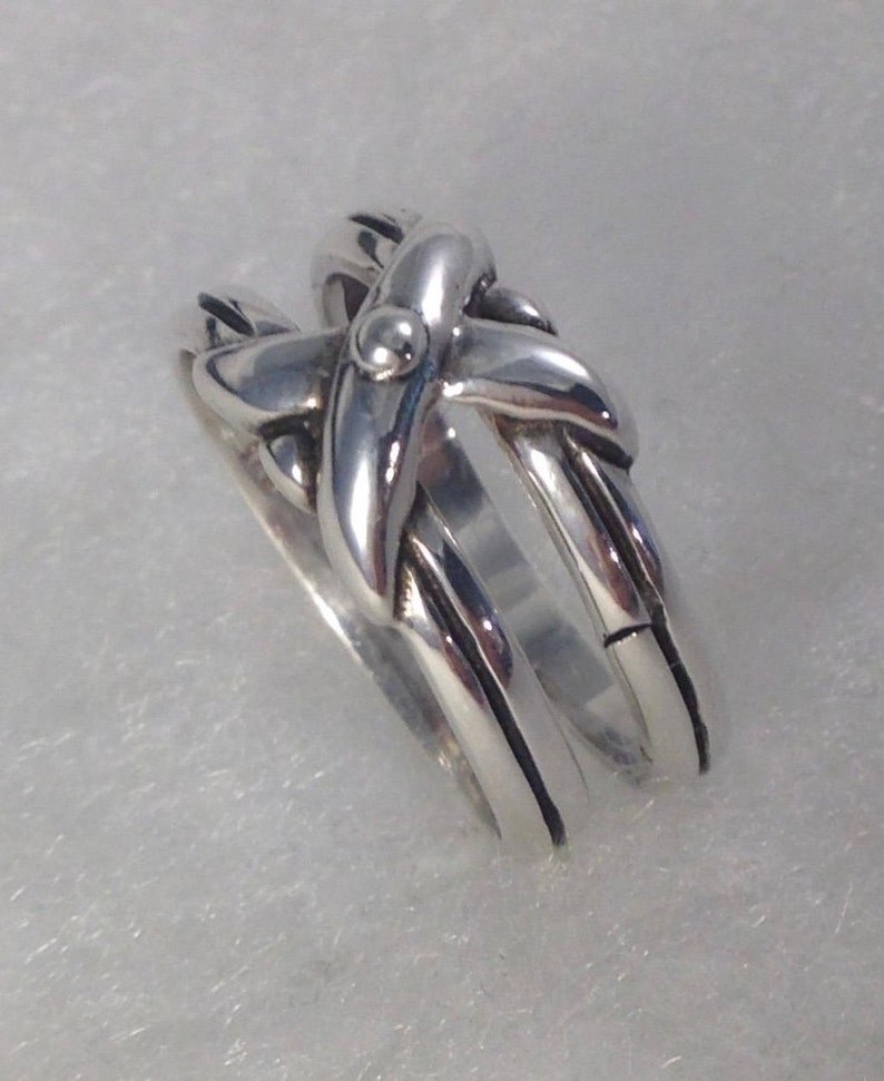 Crossover Double Band Ring 925 Sterling Silver Southwestern Artisan Crafted Vintage 1980/'s Signed