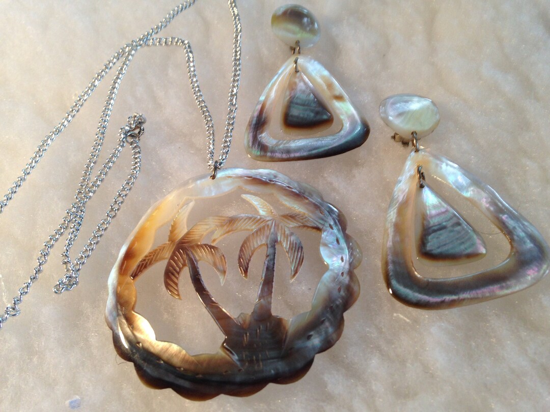 Fiji Island Abalone Necklace Pendant Clip on Drop and Dangle Etsy