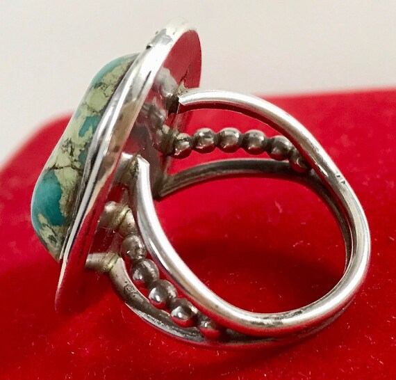 Vintage Cerrillos Turquoise Ring Sterling Silver … - image 3