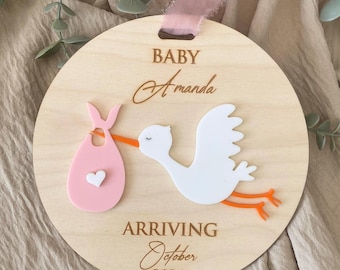 Gepersonaliseerde babynaambordje met eend, aangepaste babykamerdecoratie, babynaambordje, cadeau pasgeborene, aangepast kraamcadeau