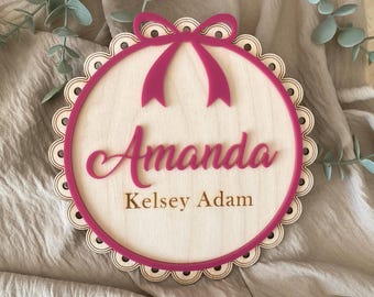 Houten geboortekaartje, bord pasgeboren baby, houten bord babynaam, bord babyziekenhuis, gepersonaliseerd babycadeau, bord baby