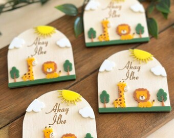 Baby Shower Safari Magnet Favors, Jungle baby shower Gifts, Zoo Animal Baby Shower Favors, Magnets with lions and giraffes