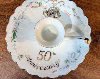 Lefton Kina 50-årsjubileumsljusstake | Handmålad ljusstake i porslin