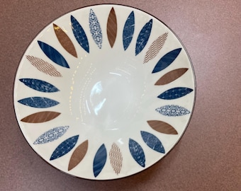 Boho Ceramic Bowl, Handpainted Leaf Pattern Soup Bowl, Japanese Style Serving Bowl, Rustic Pottery Salad Bowl
