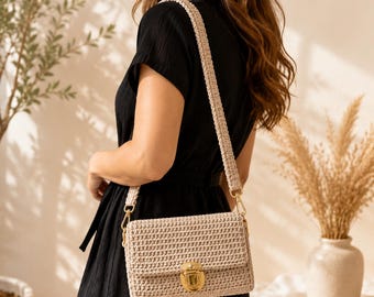 Crochet Crossbody Bag Pattern PDF | Beginner Friendly Structured Purse Tutorial | Boho Mini Shoulder Bag | DIY Crochet Handbag Pattern