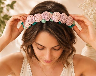Crochet Flower Crown Pattern PDF | Boho Floral Headband | Wedding Flower Crown Crochet Pattern | Bridal Hair Accessory | Instant Download