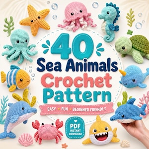40 Sea Animal Crochet Patterns Bundle – Ocean Amigurumi PDF Instant Download