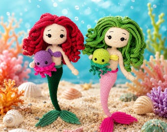 Mermaid Crochet Pattern PDF – Amigurumi Mermaid Doll Tutorial – Cute Ocean Princess Crochet Pattern – English PDF