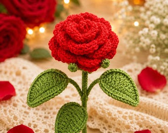 Rose Crochet Pattern PDF, Realistic Flower Rose Crochet Tutorial, Amigurumi Rose Pattern, Crochet Flower Bouquet, Digital Download
