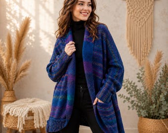 Long Coat Crochet Cardigan Pattern, Oversized Boho Sweater Coat, Granny Stitch Jacket (Digital Download)