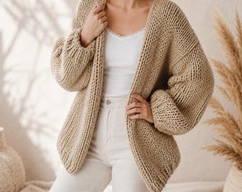 Cannady Cardigan Knitting Pattern PDF – Oversized Crochet Cardigan Pattern for Women – Chunky Knit Sweater Tutorial – Easy Handmade Cardigan