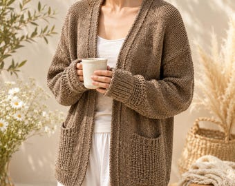 Pajama Cardigan Crochet Pattern PDF – Oversized Textured Crochet Sweater for Women – Easy Modern Crochet Garment Tutorial – Digital Download