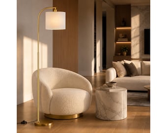 Floor Lamp with Remote Control, Dimmable LED Standing Lamp, Modern Living Room Reading Light, Adjustable Brightness