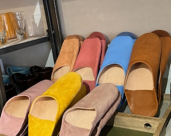 Marokkaanse leren babouche slippers voor dames, muiltjes van schapenvachtleer, handgemaakte Marokkaanse huisschoenen, babouche van natuurlijk gelooid leer