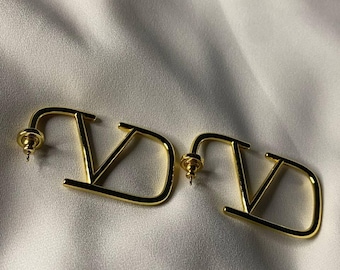 Valentino Gold Square Drop Earrings