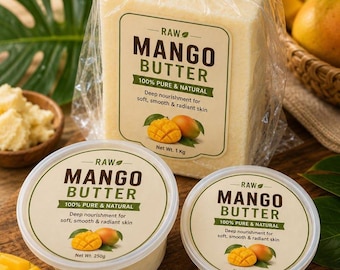 Burro di mango crudo sfuso, puro, naturale, biologico, non raffinato, spremuto a freddo, ottimo idratante per pelle, corpo, viso e capelli.
