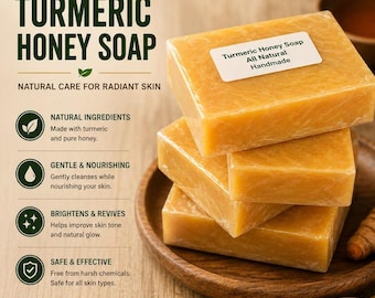 Organic Turmeric Honey Soap: Natural Face & Body Cleanser