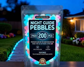 Colorful Glow-in-the-Dark Garden Stones for Outdoor Pathway & Landscape Decoration, for DIY Night Garden and Water Feature Accents