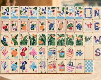 Tropical Breeze American Mahjong Set 160 Tiles, Sommer Acrylspiel
