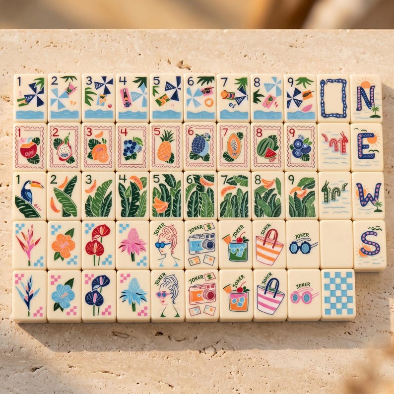 Tropical Breeze American Mahjong Set 160 Tiles, Summer Acrylic Game image 9