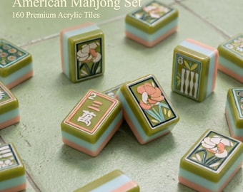 Jade Lotus American Mahjong Set 160 Tiles 4 Layered Acrylic Mahjong Collection Garden Edition