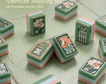 Jade Lotus American Mahjong Set 160 tegels 3 lagen acryl Mahjong Collection Garden Edition