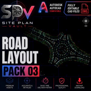 Pacchetto CAD per la disposizione stradale 03 / Planimetria del sito AutoCAD DWG (Download digitale)