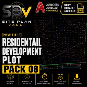 Paquete de parcelas para desarrollo residencial 08 / Plano de emplazamiento AutoCAD DWG (Descarga digital)