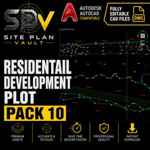 Tomtpaket för bostadsutveckling 10 | AutoCAD-sitsplan DWG (digital nedladdning)