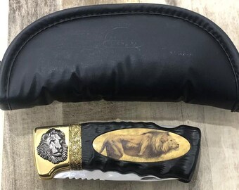 Franklin Mint By Ray Beers African Lion Collector Knife Limited Edition