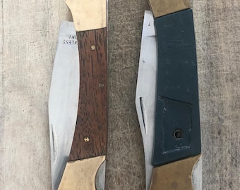 2 Vintage Stainless Blade Taiwan & China lockback Folding Pocket Knives