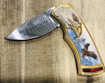 Franklin Mint Eagle Of Freedom Collector Knife With Box