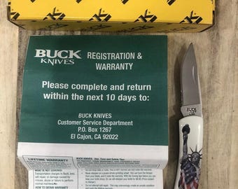 Buck USA 525 Statue of Liberty 2-7/8" Closed Lockback 2004 Knife