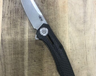 Utomhuscamping D2-stål droppkniv med fickspets, handtag i G10-kolfiber