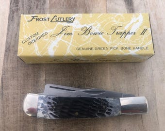 Faca Frost Japan 4.25" Bone One Arm Pillbuster Razor Jim Bowie Trapper