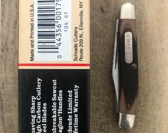 Canivete de bolso dobrável vintage Schrade USA Old Timer 104 OT Minuteman
