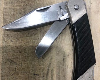 Rare Kershaw 2 Blade Japan Blue Mountain Crosscut Officer Ranch Lockback Knife