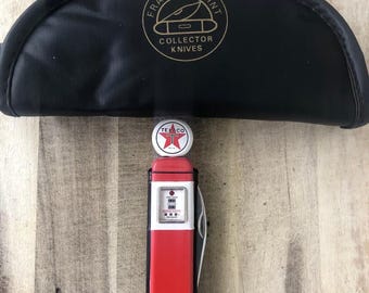 Franklin Mint 4-3/8" stängd Texaco bensinpumpskniv MINT