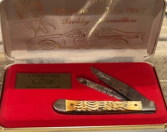Case XX USA BW6254 burnt bone Bobby Hamilton 1991 Rookie mint in box knife