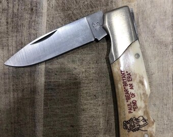 Vintage Frost Japan Bone Coach Bear Bryant Alabama Crimsom Tide Football Knife