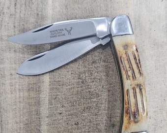 White Tail Cutlery Ręcznie robiony składany nóż kieszonkowy z 2 ostrzami