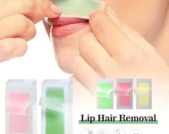 Waxkiss Cold Wax Strips Face Hair Removal | Upper Lip Eyebrow Bikini | Jojoba Oil | 20pcs Pink Green