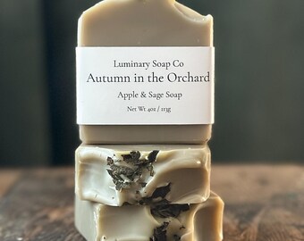 Autumn in the Orchard Soap Bar | Apple & Sage | Cold Process Soap | Handmade Natural Tallow Soap