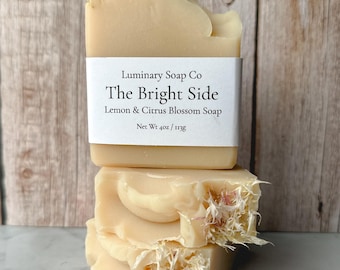 The Bright Side Soap Bar | Lemon Citrus Blossom | Cold Process Soap | Handmade Natural Tallow Soap with Goat Milk
