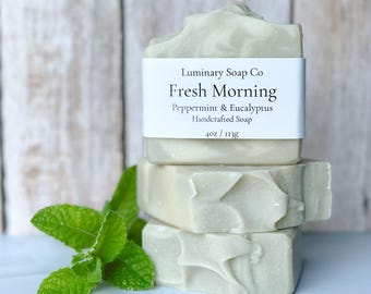 Fresh Morning Soap Bar | Peppermint Eucalyptus | Cold Process Vegan Bar