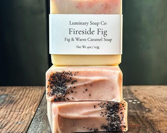 Fireside Fig Soap Bar | Fig & Warm Caramel | Cold Process Soap | Handmade Natural Tallow Soap