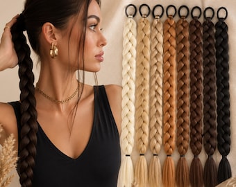 Braided Ponytail Extension Set of 2, Long Synthetic Braid Ponytail Hair Extension, Natural Looking Wrap Around Ponytail Hair Piece for Women