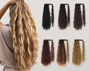 Curly Clip In Hair Extensions, Voluminous Curly Hair Piece, Heat Resistant Synthetic Hair Extension, Long Wavy Curls, Bridal Hair Accessory