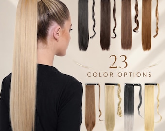 Long Wavy Wrap Around Ponytail Extension, Synthetic Ponytail Hairpiece, Natural Looking Hair Extension, Heat Resistant Ponytail for Women